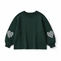 Sweat-shirt décontracté à col rond avec patchs en forme de cœur pour enfants, garçons et filles, tenue d'automne et d'hiver