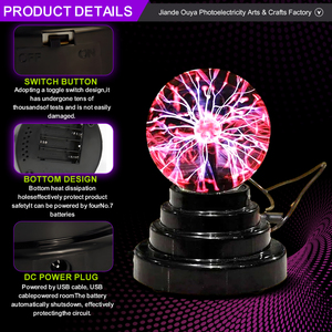 Bola de Plasma Electrostática de Cristal, Divertida Lámpara de Escritorio con Globo Científico, Iluminación Brillante, Bola de Plasma Internacional - Product Image 3