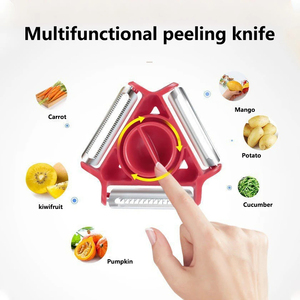 Nouvel ensemble de 3 éplucheurs magiques 3-en-1 : trancheur, râpe, éplucheur, coupe-juliennes, lames multi-usages, zesters, râpe à éplucher, accessoires de cuisine - Product Image 5