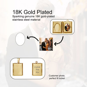 Collana con Ciondolo <span class=keywords><strong>Portafoto</strong></span> a Forma di Libro in Acciaio Inossidabile Placcato Oro 18K, Cornice Vuota per Sublimazione Fai-da-Te - Product Image 5