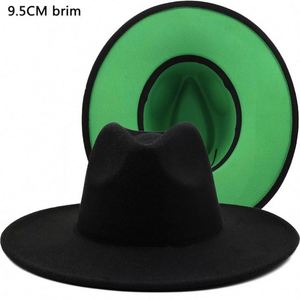 Wholesale Hot Selling Fall Autumn Winter 9.5cm Brim Dual Color Jazz Top <b>Hat</b> Fashion Casual Two Tone <b>Fedora</b> <b>Hats</b> for Women <b>Men</b> - Product Image 6