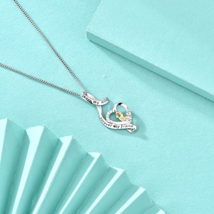 GP101 regali per la mamma 925 in argento Sterling madre e bambino ciondolo collana sempre mia madre per sempre il mio amico amore ciondolo cuore - Product Image 4