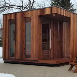 مقصورة ساونا للحديقة العائلية 4 أشخاص ، غرفة ساونا بالبخار التقليدي الرطب مع دش - Product Image 6