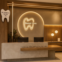 Logo 3D personnalisé pour clinique dentaire, enseigne lumineuse LED personnalisée, enseigne lumineuse LED rétroéclairée en métal doré, enseigne lumineuse LED illuminée