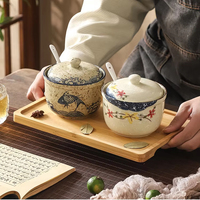 Pot à épices en céramique de Chaozhou, salière, poivrière, distributeur de MSG, avec couvercle compatible lave-vaisselle, pot à chili de cuisine, résistant aux éclaboussures d'huile