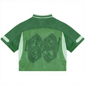 เสื้อยืดคอกลมผ้าเจอร์ซีย์ตาข่ายระบายอากาศได้ดี ย้อมสี 100% ผ้าฝ้าย สำหรับผู้หญิงไซส์ใหญ่ หมายเลข 24 สีเขียวทอง สไตล์ลำลอง - Product Image 6