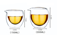 Tasse à thé en verre à double paroi en borosilicate transparent résistant à la chaleur de 200ml avec bec verseur pour le partage du thé et du café