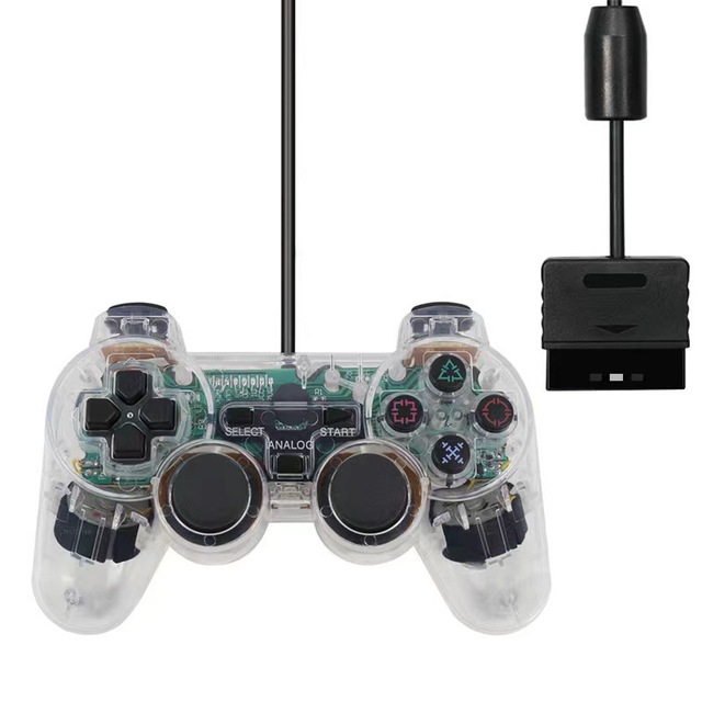 Transparent Wired Gamepad for PS2 Game Controller Joystick for PS2 Remote Controller Gaming Joypad Manette