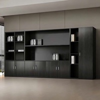 WJG-251X Meuble de rangement en bois pour bureau de direction avec serrure, noir, design minimaliste moderne, armoire haute pour documents et bibliothèque