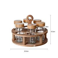 Ensemble de pots à épices en verre moderne avec couvercle en bambou et support, récipient alimentaire hermétique pour l'organisation des accessoires de cuisine