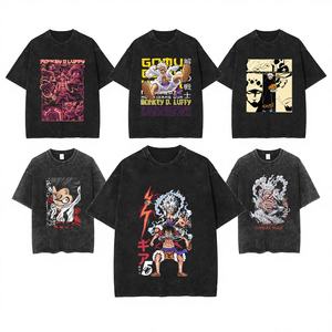 Fabricantes de Camisetas con 700 Estilos de Algodón Grueso Negro Lavado al Ácido Vintage Gráfica de Anime <span class=keywords><strong>One</strong></span> <span class=keywords><strong>Piece</strong></span> <span class=keywords><strong>Luffy</strong></span> Zoro para Hombre - Product Image 1