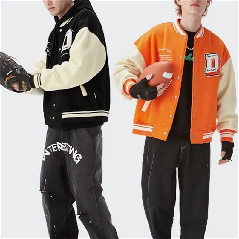 Streetwear Hip Hop Varsities Veste Hommes Broderie College Vestes Haruku Unisexe Baseball Manteaux