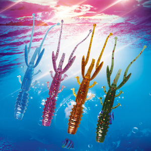 Señuelo blando de camarón de aleta larga 85mm 2.2g para pesca de lubina con aparejo Texas, sabor camarón con sal, señuelo blando biónico para pesca de fondo - Product Image 1