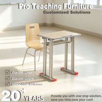 Ensemble Chaise et Table d'École Personnalisable, Hauteur Fixe, Plateau en Bois, Pieds Doubles en Métal, Mobilier Moderne pour Étudiants, Fournisseur de Mobilier de Classe