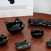 Ensemble de vaisselle en céramique chat noir brillant vaisselle de dessin animé mignon assiettes bols soucoupes