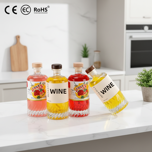 Botella de Vidrio de Lujo de 500 ml, Redonda y Corta, con Base Texturizada, de Cristal Transparente Resistente, para Envasado de Vodka y Ginebra Premium - Product Image 1