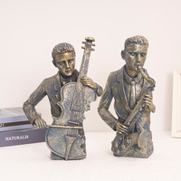 Patung Figur Band Saksofon Biola Resin Buatan Tangan Kreatif Dekorasi Rumah Ornamen Pernikahan