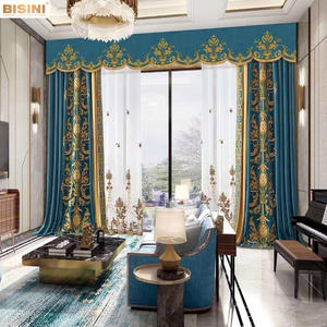 Rideaux de tapisserie de style <span class=keywords><strong>baroque</strong></span> opulents avec broderie de fil d'or Rideaux de fenêtre Jacquard personnalisés Design inspiré du palais - Product Image 1