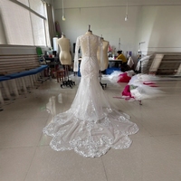 Gaun renda model fishtail baru untuk musim semi dan gugur, cocok untuk pernikahan sederhana, sangat cantik. perjalanan luar ruangan