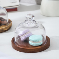 Mini support à gâteau en bois avec couvercle en verre, petit plateau de présentation de desserts, plateau de service pour macarons et mousses, vente en gros, décoration pour événements et fêtes