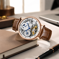 Nuevo Reloj Mecánico de Alta Gama para Hombre, de Aleación, con Doble Hora, 43 mm, Resistente al Agua, de Cuerda Automática, Estilo Ejecutivo, 30 m