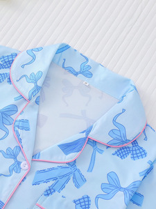 Pigiama Casual <span class=keywords><strong>da</strong></span> Donna <span class=keywords><strong>con</strong></span> Stampa a Fiocco, Set Pigiama <span class=keywords><strong>con</strong></span> Colletto a <span class=keywords><strong>Bottoni</strong></span>, Abbigliamento <span class=keywords><strong>da</strong></span> Casa Oversize a <span class=keywords><strong>Maniche</strong></span> <span class=keywords><strong>Corte</strong></span> - Product Image 2