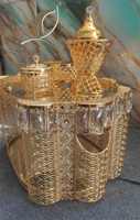 Qian Hu 2025 Nouveau Design Ensemble de café et de thé décoratif en métal éthiopien du Moyen-Orient, table à café durable Rekebot CT-QH001
