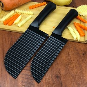 سكين تقطيع البطاطس اليدوي الجديد الأكثر مبيعًا من الفولاذ المقاوم للصدأ، أداة تقطيع متموجة، سكين مسنن لتقطيع السلطة - Product Image 2