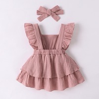 Ensemble Robe Deux Pièces Annshine Fashion 2026 pour Filles avec Coiffe, Robe en Coton pour Bébé, Nouvelle Tendance Style Vacances