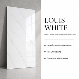Azulejos de Porcelana con Patrón de Mármol Blanco Louis Brillante de 400*800 mm, Azulejos de Cerámica Esmaltados de Alto Brillo para Paredes y Pisos de Hoteles y Villas - Product Image 4