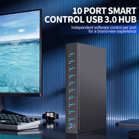 Sipolar SH3-10 Hub USB 3.0 de 10 Puertos Programable con Control de Energía por Puerto 2.1A 5V/22A, Gestión de Dispositivos en Lote y Flashing