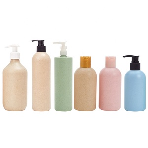 Customized Eco Friendly Cosmetic Packaging Biodegradable Wheat Straw PLA Plastic Pump Shampoo Bottle