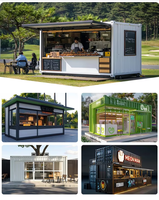 Kiosque Café Conteneur Portable avec Comptoir de Service Ouvert, Design Moderne, Garantie 1 An pour Villa, Sièges Extérieurs et Terrasse