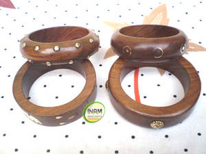 ที่มีคุณภาพที่ดีที่สุดที่ทำด้วยมือที่สวยงามและออกแบบกำไลไม้ที่มีทองเหลืองฝังทำงาน INAM หัตถกรรม - Product Image 2