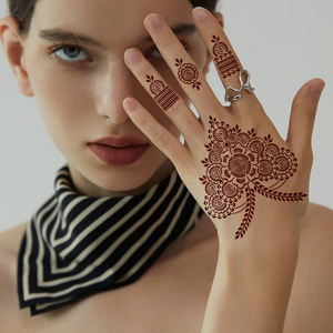 Plantilla autoadhesiva de PVC personalizada, transferencia DIY, pegatina temporal de impresión, pintura facial de mano, plantilla de tatuaje con aerógrafo Henna - Product Image 2