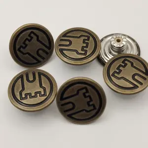 OEM jeans accessories logo design round cloth jeans brass buttons for clothes