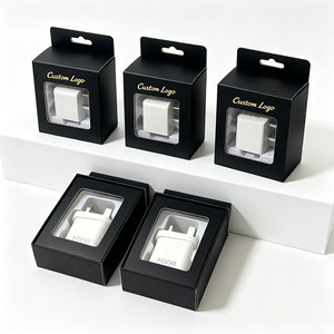 Boîte d'emballage en carton rigide avec fenêtre transparente pour chargeur de téléphone électronique grand public, recyclable, imprimée CMYK, avec plateau en plastique - Product Image 4
