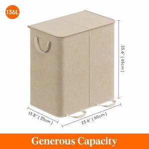 Double Laundry <b>Basket</b> with 2 Removable Bags 2 Section Laundry Bin with Handles for <b>Bathroom</b> Bedroom - Product Image 5