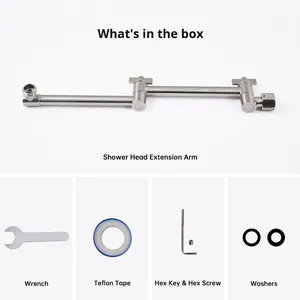 Ensemble de <span class=keywords><strong>bras</strong></span> de <span class=keywords><strong>douche</strong></span> à effet pluie moderne de Style américain transfrontalier tige d'extension Flexible réglable finition chromée mur d'utilisation d'hôtel - Product Image 6