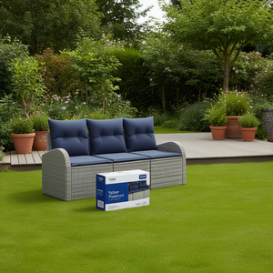 Sofá de Jardín Yabor de Poliratán de 3 Plazas, Resistente a la Intemperie, Diseño Contemporáneo - Product Image 2