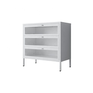 Moderno Mueble Metálico con Puerta de Malla y 3 Cajones, Gabinete de Hierro Bizoe DR-06, Mueble para el Hogar, Sala de Estar, Dormitorio, Hotel - Product Image 3
