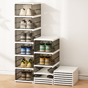 Moderno Gabinete Transparente <span class=keywords><strong>de</strong></span> <span class=keywords><strong>Plástico</strong></span> para Zapatillas <span class=keywords><strong>de</strong></span> Deporte Instalación Gratuita Cajas <span class=keywords><strong>de</strong></span> Almacenamiento <span class=keywords><strong>de</strong></span> Zapatos Plegables y <span class=keywords><strong>Apilables</strong></span> Zapatero - Product Image 2