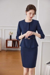Ensemble de costume de blazer professionnel pour femmes 6513, manches courtes, uniforme pour le personnel d'hôtel, responsable d'accueil, <span class=keywords><strong>tenue</strong></span> de travail d'été, costume professionnel - Product Image 2