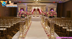 Pilliers décoratifs en plastique renforcé de perles, pour passerelle, décorations dorées, avec Ganesha, pour l'entrée de mariage, nouvelle collection - Product Image 6