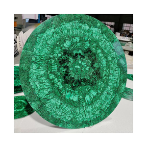 Dalles de pierre semi-précieuse en malachite naturelle de luxe, vert et doré - Product Image 5