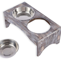 Support à bols en bois de pin personnalisé avec 2 bols et supports pour chiens/chats