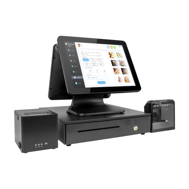 15 Inch Touch Screen POS Terminal with 15 Inch Customer Display Dual Screen POS Hardware All in One