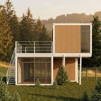 Villa modulaire préfabriquée à deux étages, maison conteneur moderne de 40 pieds, maison préfabriquée portable avec grande terrasse, utilisation hôtelière, forme rectangulaire 1