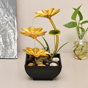 Humidificateur de bureau Golden Lotus Water Feature, bassin noir, électrique, décoration intérieure, cadeau - Product Image 3
