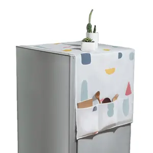 MZL 기하학적 꽃 냉장고 커버 천 먼지 커버 가전 방수 수건 냉장고 커버 교수형 가방